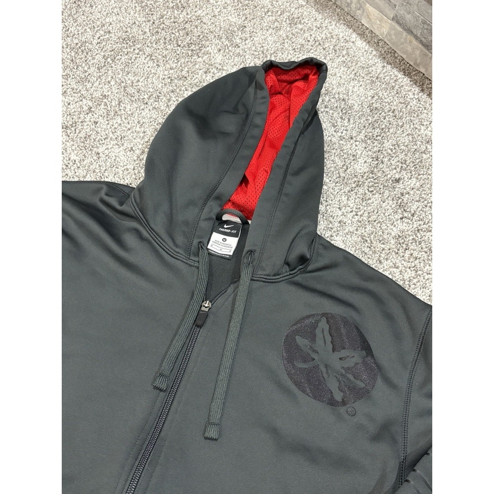 Nike Therma Fit Ohio State Buckeyes Jacket Mens Medium Gray Full Zip Hoodie